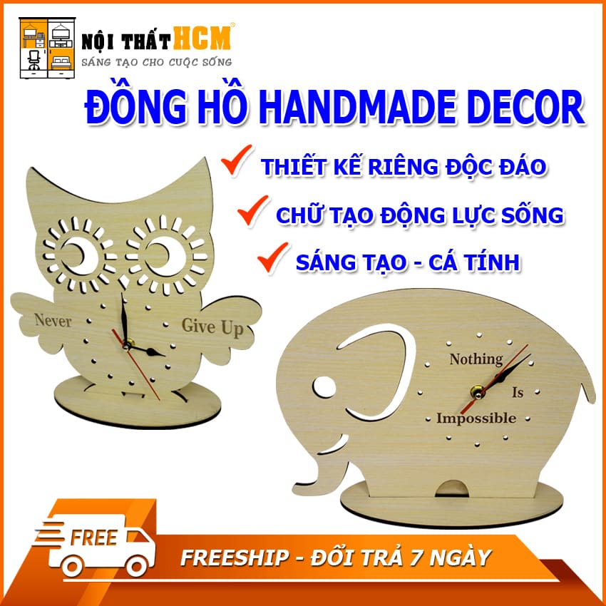 Đồng hồ để bàn tạo động lưc - decor handmade - kiểu dáng riêng độc đáo