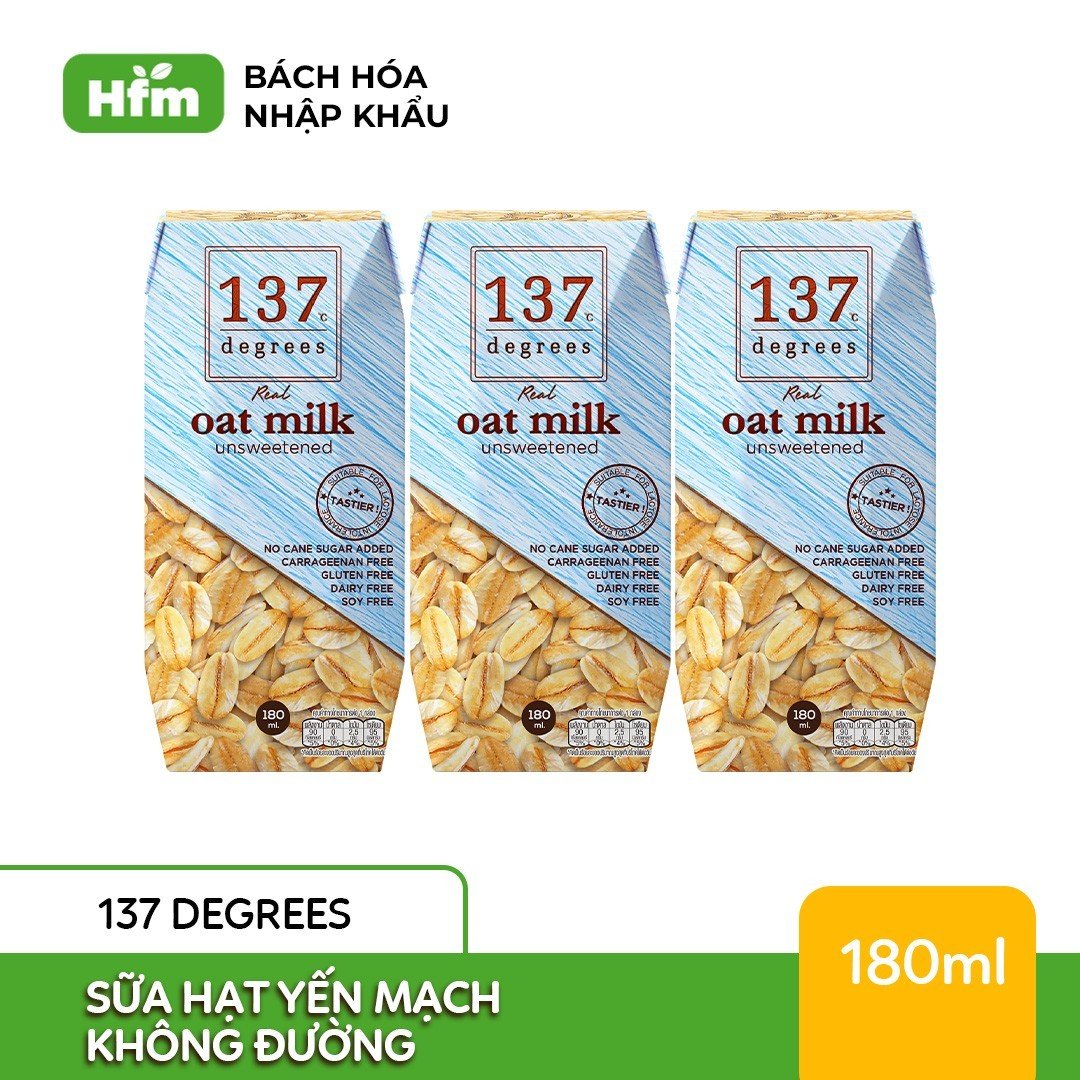 [LỐC 180ML] Sữa Hạt Yến Mạch Nguyên Chất Không Ngọt 137 DEGREES Thái Lan Healthy Dinh Dưỡng