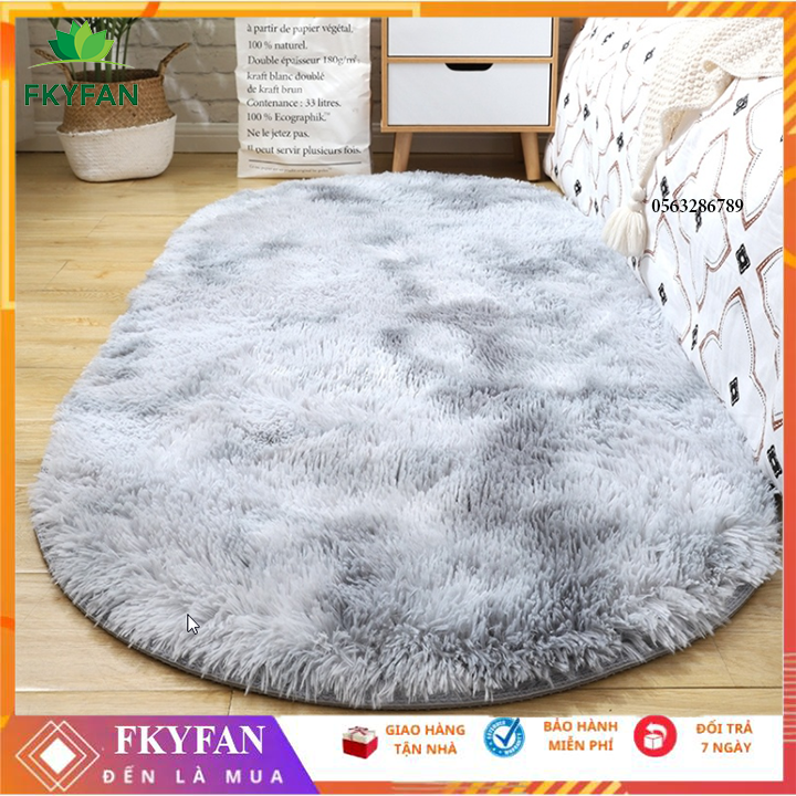 THẢM LÔNG OVAL FKYFAN TRẢI SÀN PHÒNG NGỦ, THẢM TRẢI SÀN DECOR CHỤP HIFNG 1M6X1M , Thảm lông tròn trải sàn hay dùng thảm chụp ảnh cao cấp chống trượt trải,