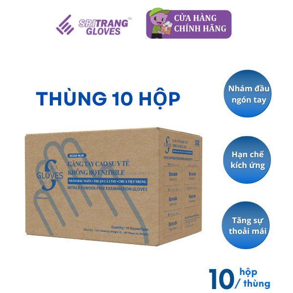 Thùng găng tay cao su y tế nitrile không bột Sgloves