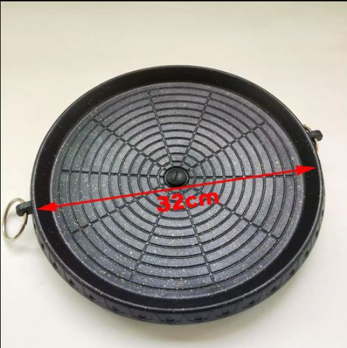 Chảo nướng thịt Mặt Đá kiểu Hàn Quốc size lớn 32cm mặt đá chống dính cao cấp (Nướng trên bếp bếp Ga, Than...