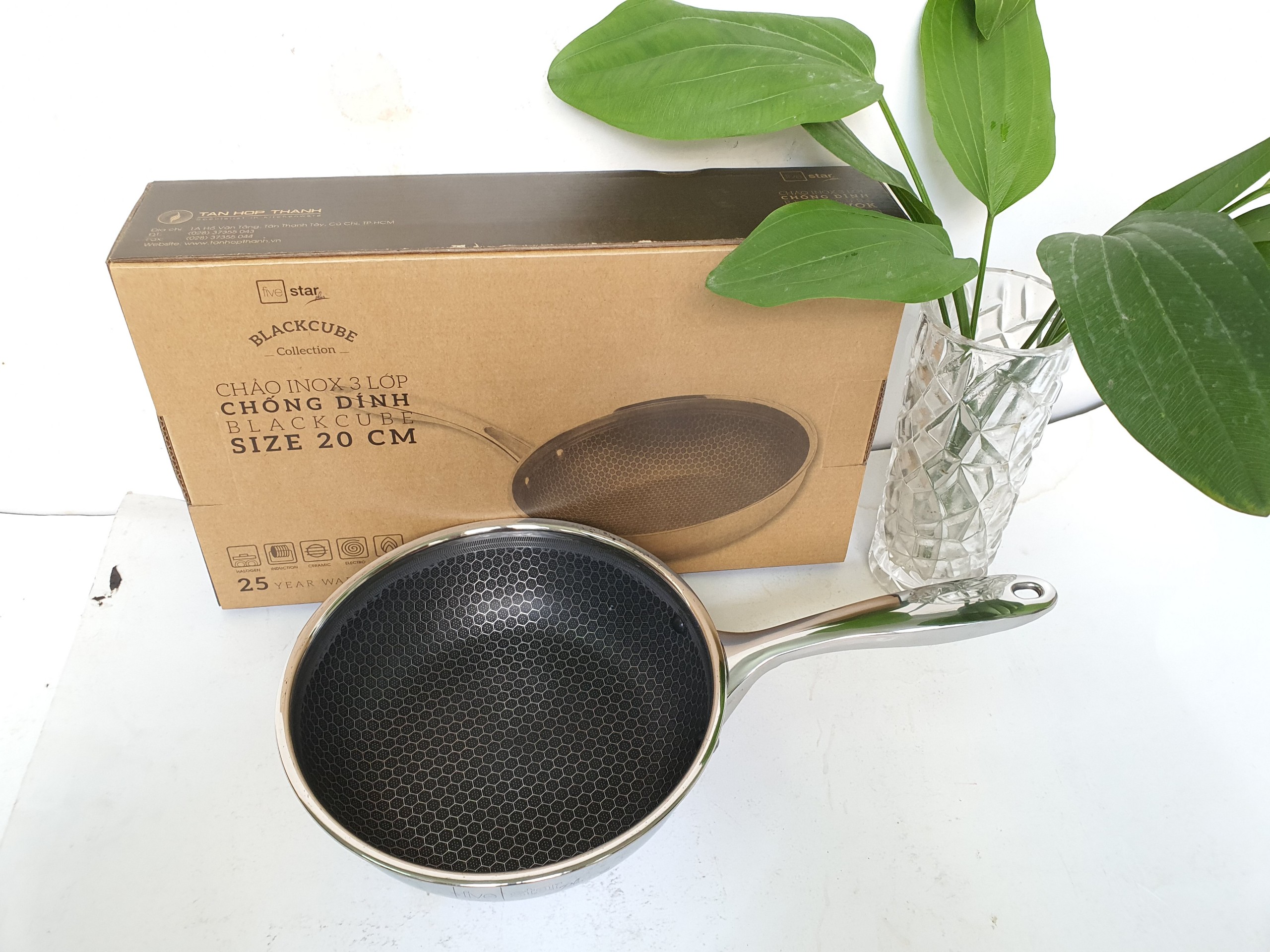 Chảo Sâu Lòng Blackcube Fivestar Inox 3 Lớp 20cm