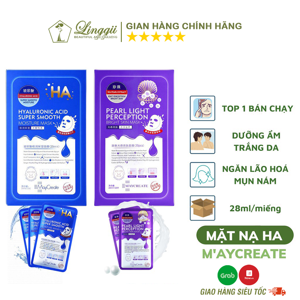 Mặt nạ ha maycreate dưỡng ẩm trắng da mẫu mới xanh hoặc tím lẻ 1 miếng - linggii