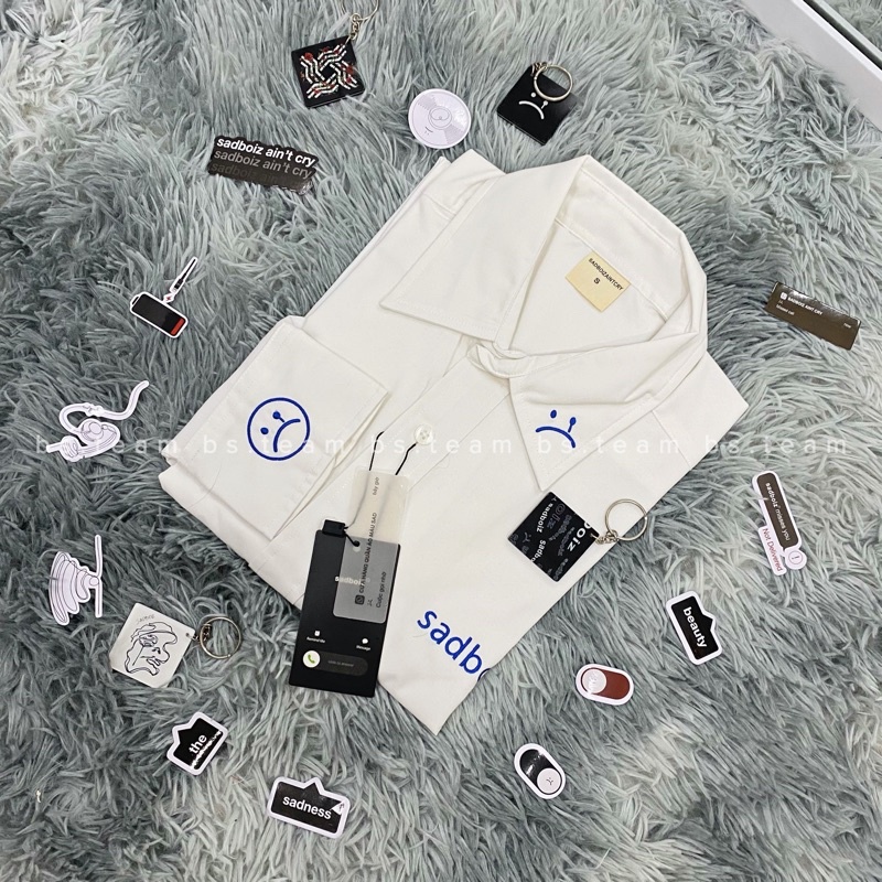 Áo sơ mi tay dài sad signature oversized