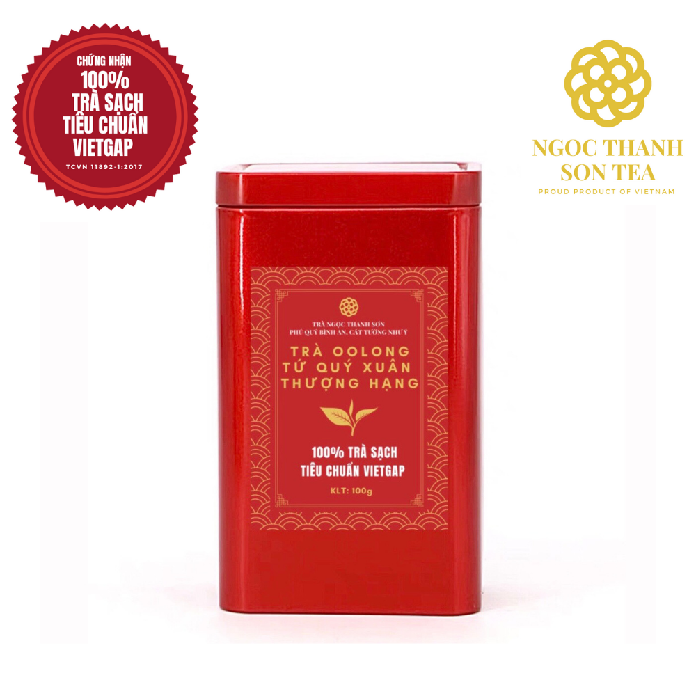 Trà Oolong (Ô long) Tứ Quý Xuân thượng hạng hộp thiếc Ngọc Thanh Sơn 100g - Trà Sạch tiêu chuẩn VietGAP - Gian hàng chính hãng