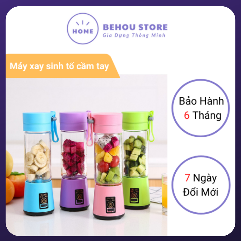 Máy xay sinh tố cầm tay mini, máy xay mini cầm tay sạc pin tích điện đa năng, loại 6 dao.