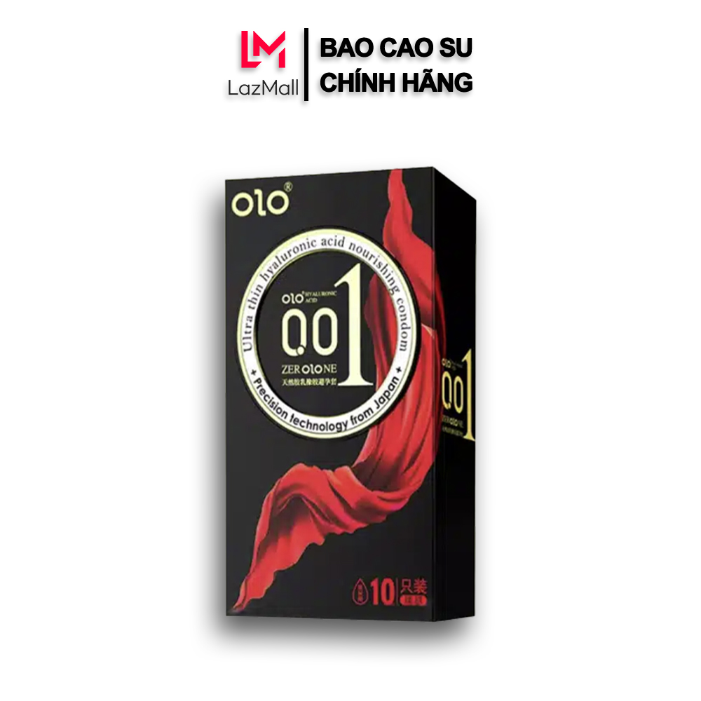 Bao cao su OLO Thin 001 Square Black bao siêu mỏng chống xuất tinh sớm hàng chính hãng Hộp 10pcs