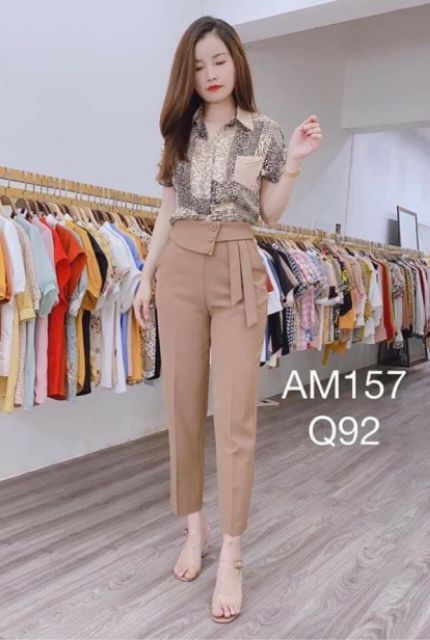 Quần tây nữ, Quần tây nữ cạp lệch 3 khuy chất vải tuyết mưa siêu hot