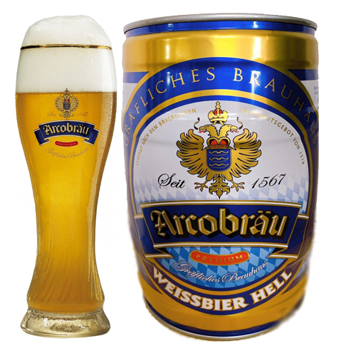 Bia Arcobrau Weissbier Hell 5.3% Đức - bom 5 lít