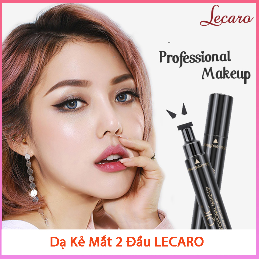 [HCM]Bút Dạ Kẻ Mắt 2 Đầu LECARO Bút Kẻ Viền Mắt Trang Điểm Kẻ Mắt Nước Không Lem Không Trôi LCR-KM01