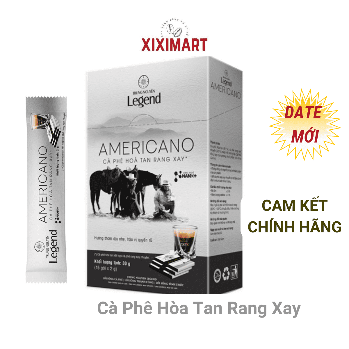 Cà Phê Hòa Tan Rang Xay Americano Trung Nguyên Legend Hộp 30g , Cafe Đen Americano Xiximart