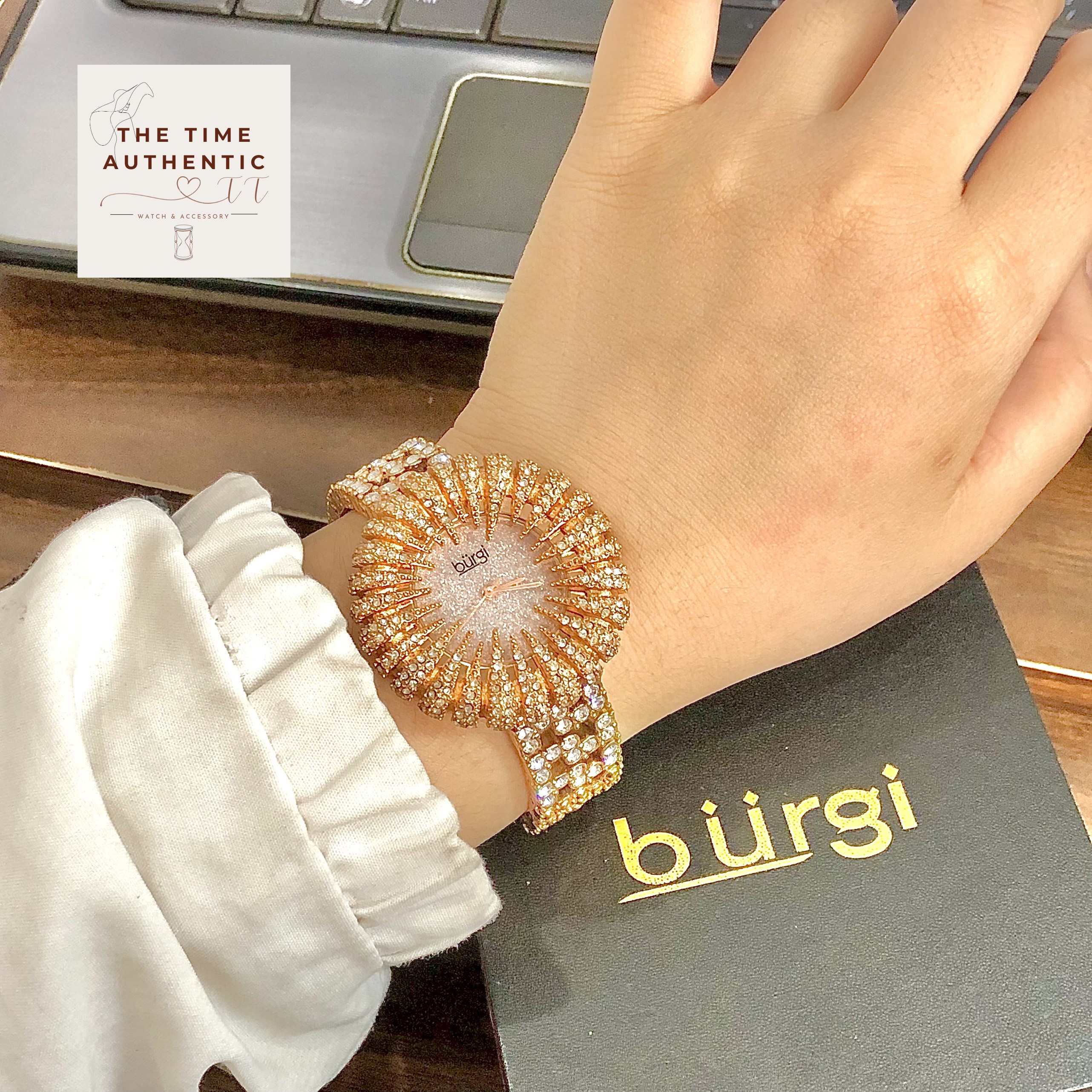 Đồng Hồ Nữ Burgi Crystal Accented Sparkling Dial Women's Watch #BUR054 Case 41mm. 3ATM