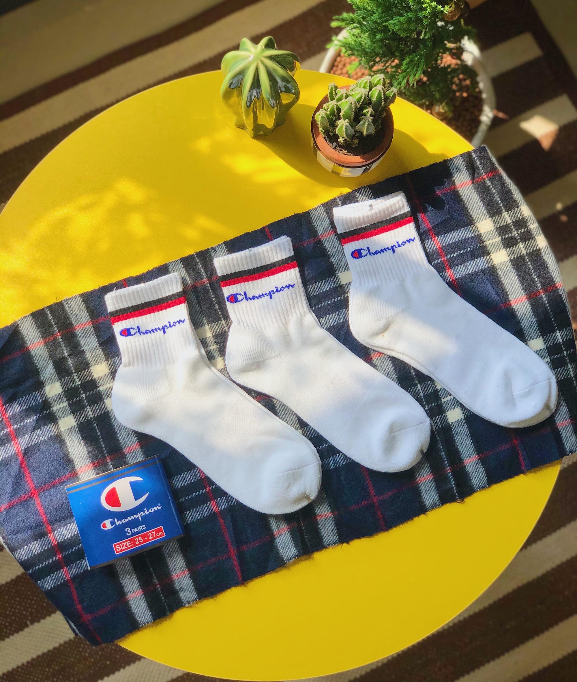 Set/Combo 3 Đôi  Vớ/Tất Nam Nữ Cổ Cao Thể Thao CHAMPION VNXK