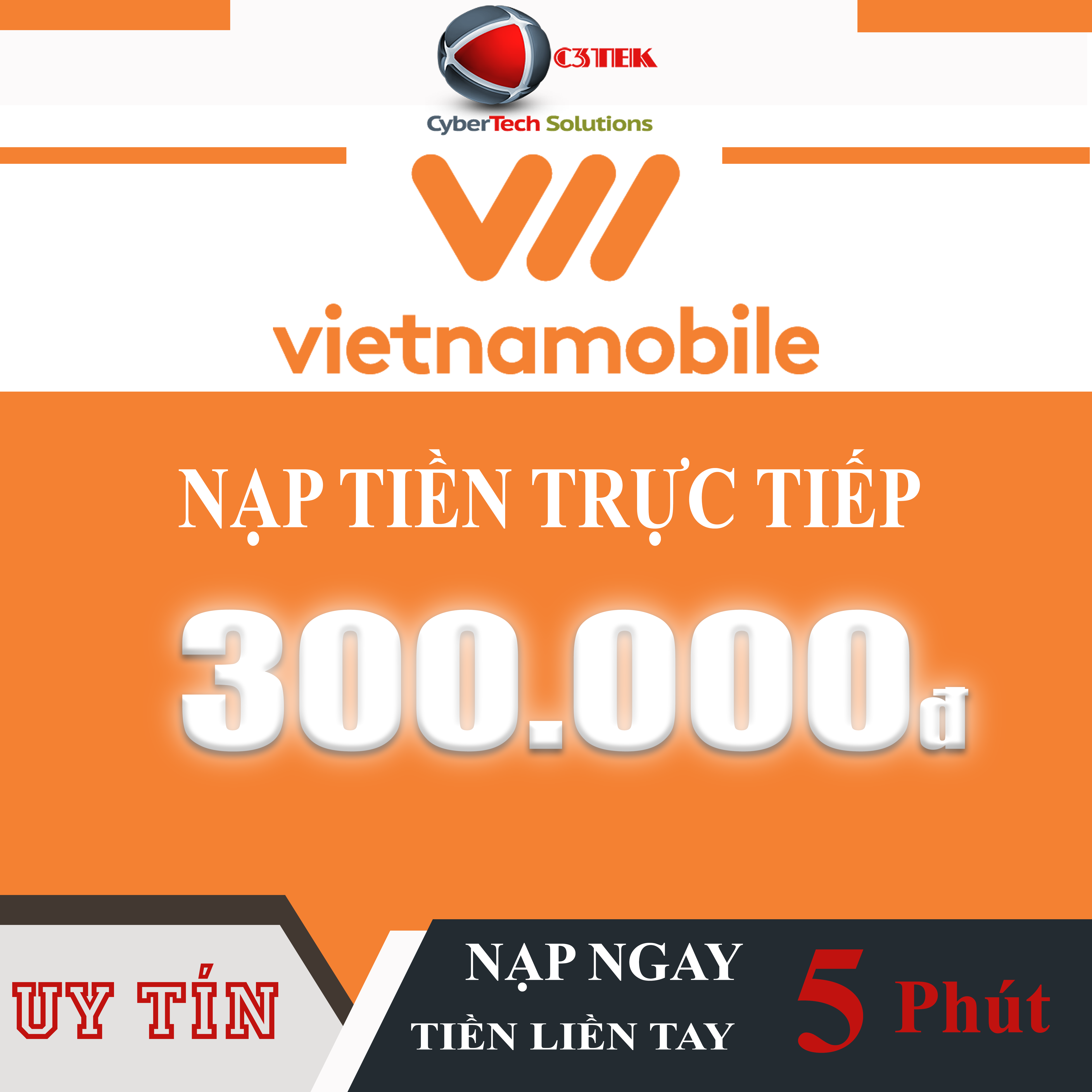 [C3TEK] Nạp tiền VIETNAMOBILE 300K (Nạp Thẻ Trực Tiếp thuê bao TRẢ TRƯỚC)
