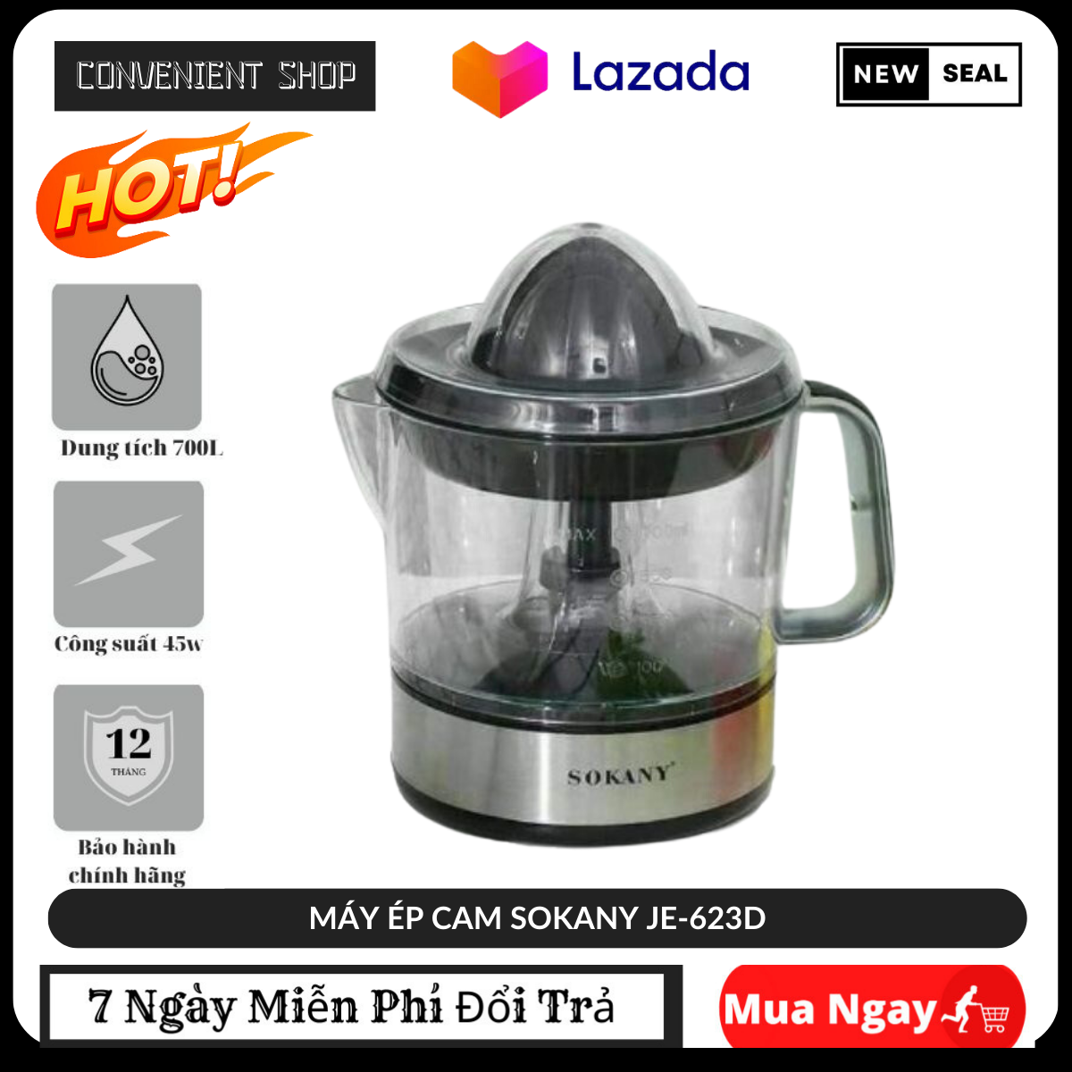Máy vắt cam, máy ép cam sokany je-623d - máy vắt nước cam