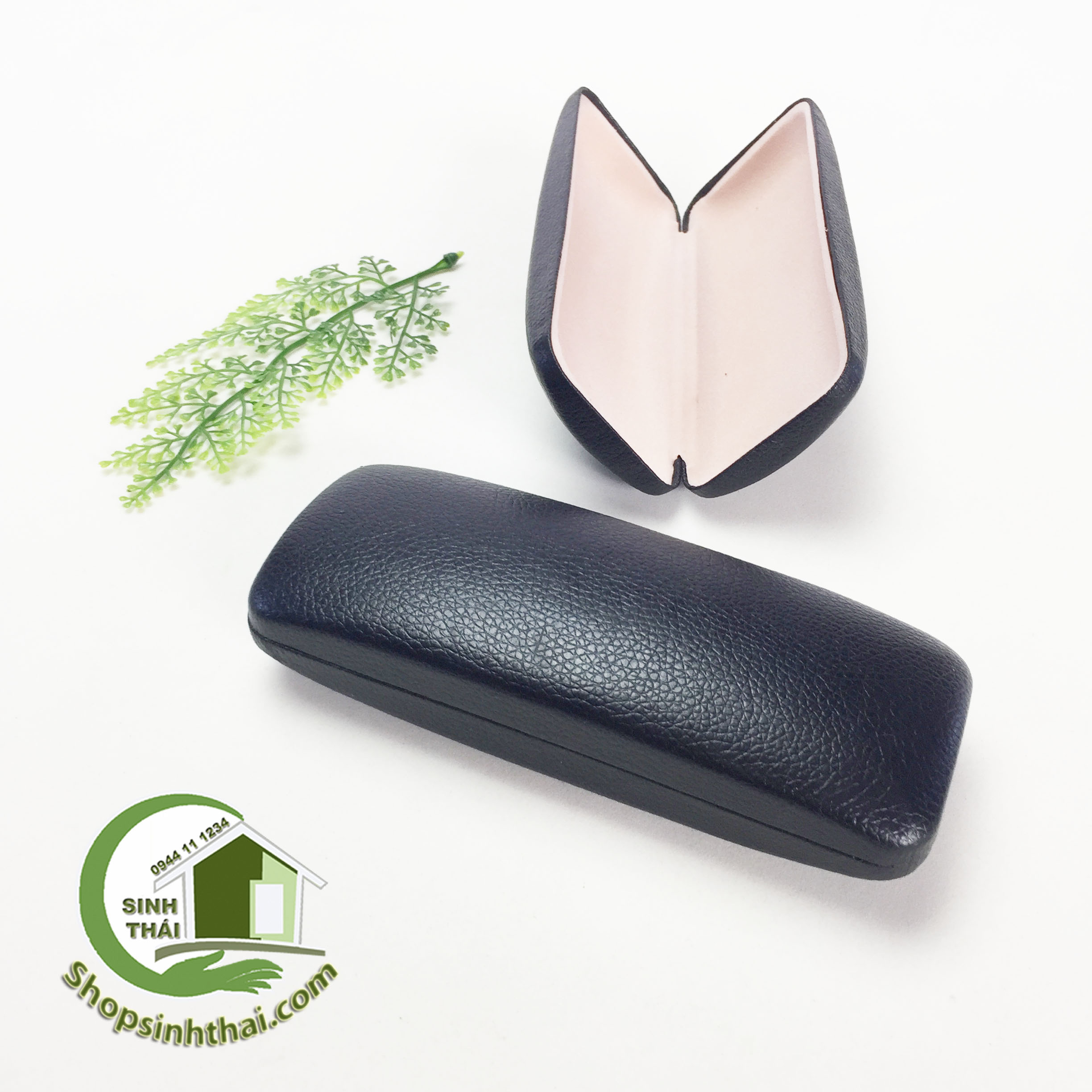 Hộp đựng mắt kính - hộp bọc da cao cấp màu đen, trong lót nỉ mềm mại - 15 x 6 x 3cm [ Tổng kho ]