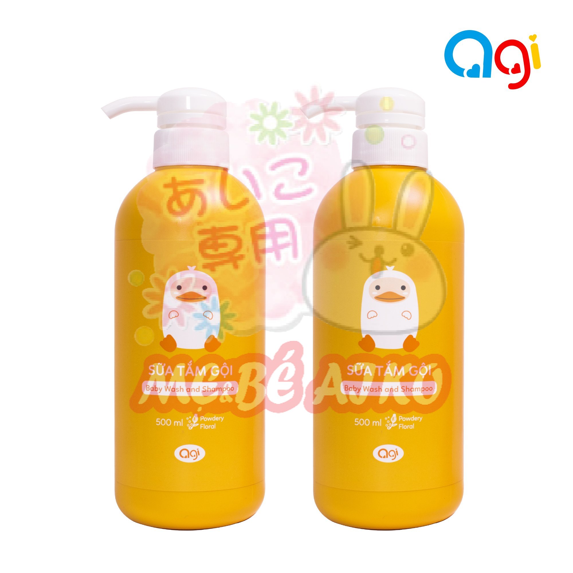 Combo 2 chai tắm gội agi 500ml - hương phấn