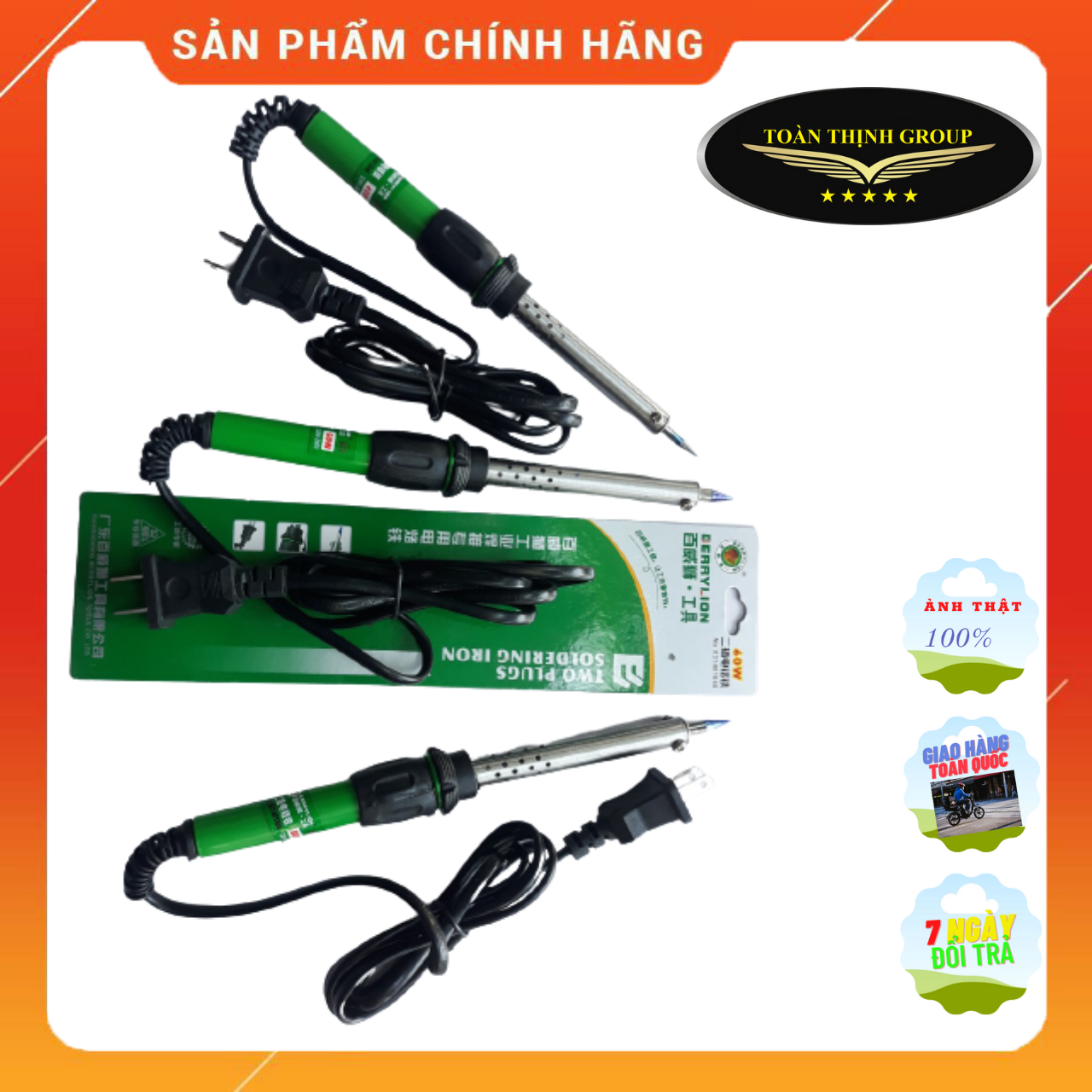 [An Toàn - Tiết Kiệm] Mỏ Hàn Thiếc, Hàn Chì - Hàn Nhiệt Cao Cấp Nhọn Cán Nhựa Xanh Hiệu Berrylion Công Suất 40W, 60W, 80W