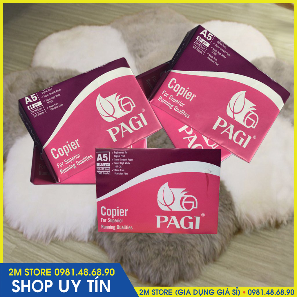 Tập 500 tờ giấy a5 pagi hồng định lượng 65gsm