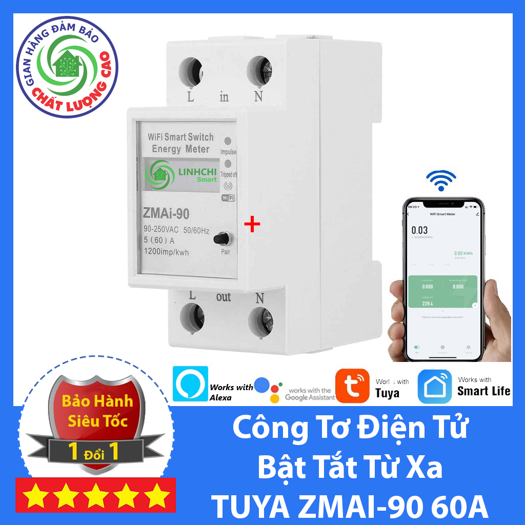 Công tơ điện tử bản mới 2021 đo điện bật tắt nguồn từ xa tuya zmai-90 60a - bản quốc tế màn hình lcd kỹ thuật số công tắc wifi thông minh hẹn giờ đồng hồ năng lượng có điều khiển từ xa