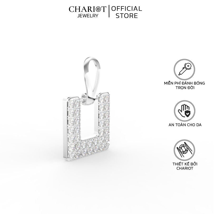Khuyên tai bạc ecj76 hình vuông đính đá chariot jewelry
