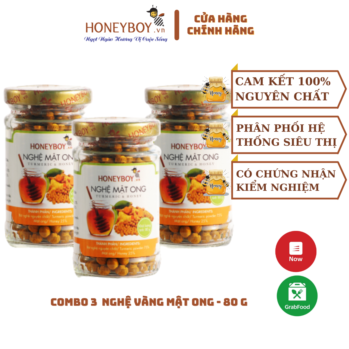 Bộ 3 Nghệ mật ong HONEYBOY 80g