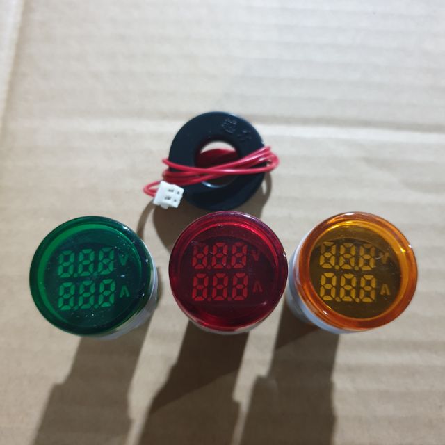 Đèn báo phi 22 tiện lợi đo vol và ampe điệp áp AC20~500V + 0~100A