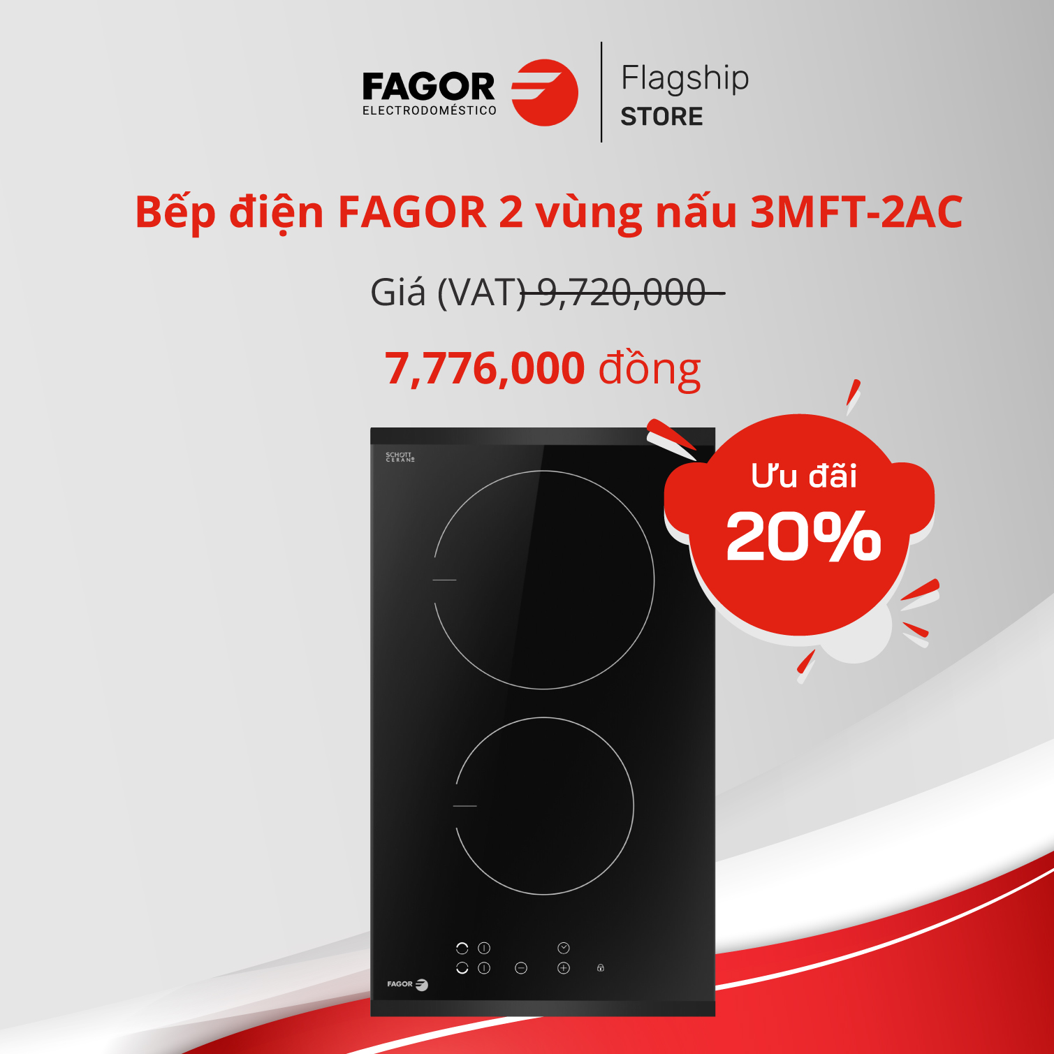 Bếp điện FAGOR 2 vùng nấu 3MFT-2AC