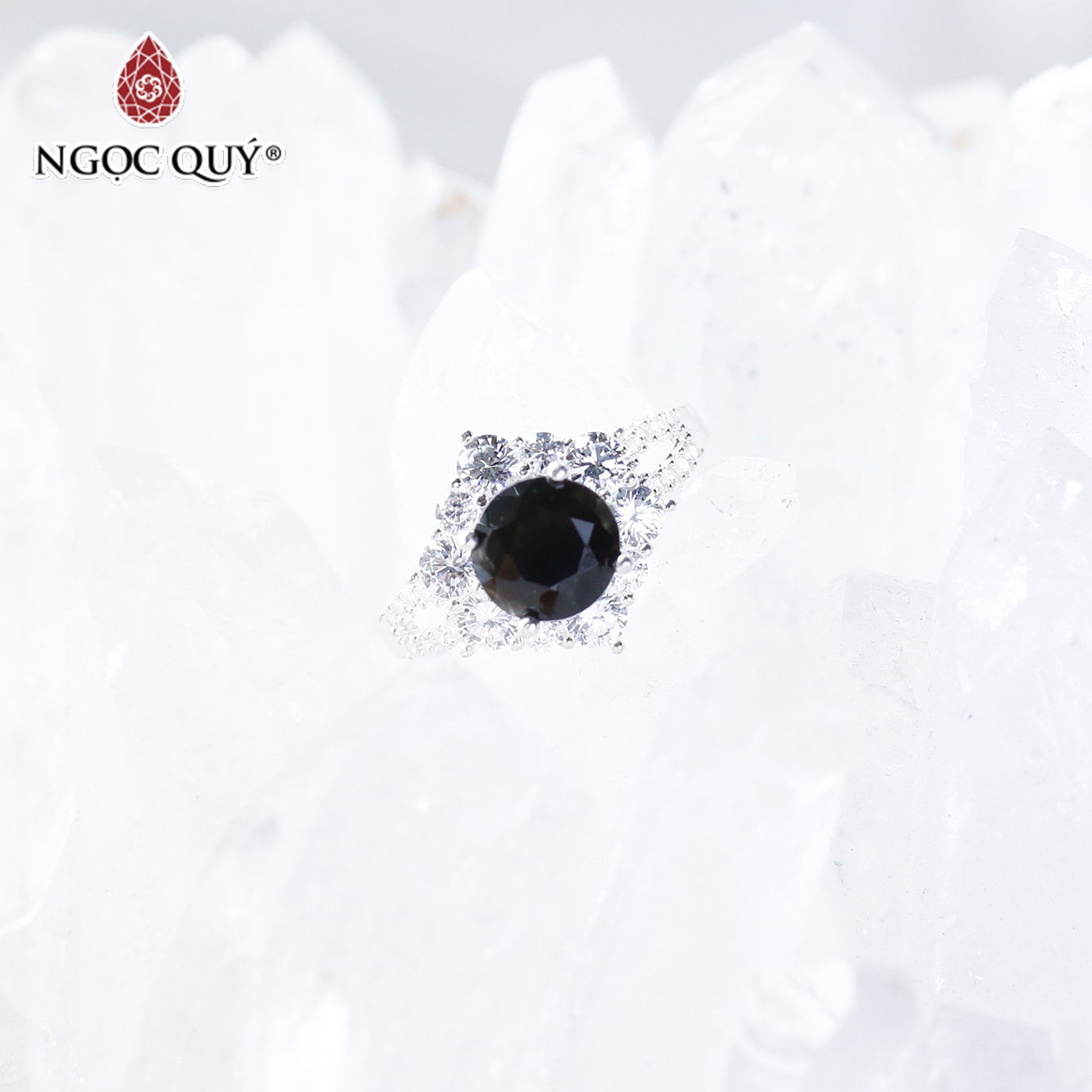 [HCM]Nhẫn bạc nữ đá Sapphire mệnh thủy mộc - Ngọc Qúy Gemstones
