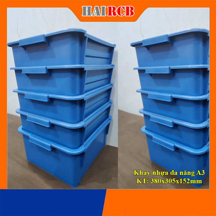 Combo 10 khay nhựa đa năng a3 xanh lam kt: 380 x 610 x 490 mm