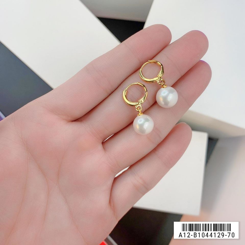 Bông tai nữ ngọc trai mạ vàng 24K 4 lớ đảm bảo không phai không dị ứng