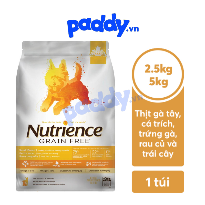 Hạt nutrience grain free cho chó - gà tây cá trích & rau củ quả
