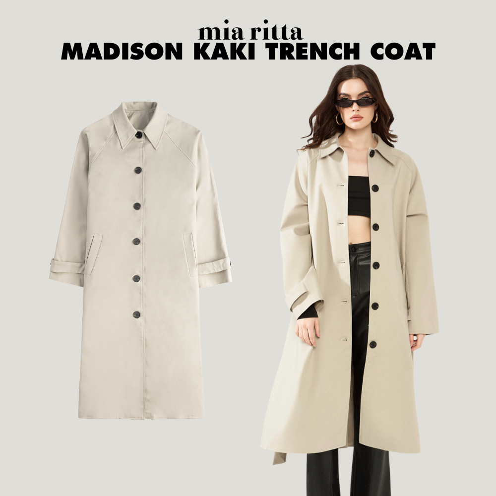 Áo khoác Madison Kaki Trench coat Mia Ritta A2153 - Áo khoác khaki dáng dài kèm đai