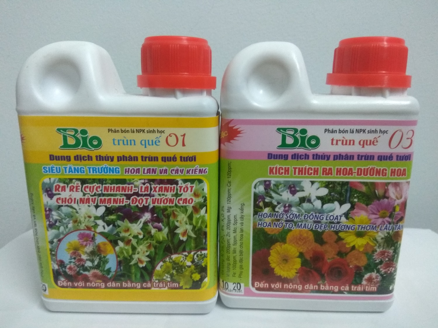 Combo 2 chai bio trùn quế 01 và 03 nuôi cây, kích thích ra hoa - chai 250 ml