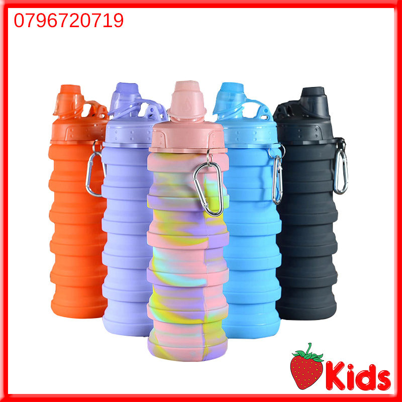 Bình nước biến hình bình nước silicon 500ml cho bé đi học