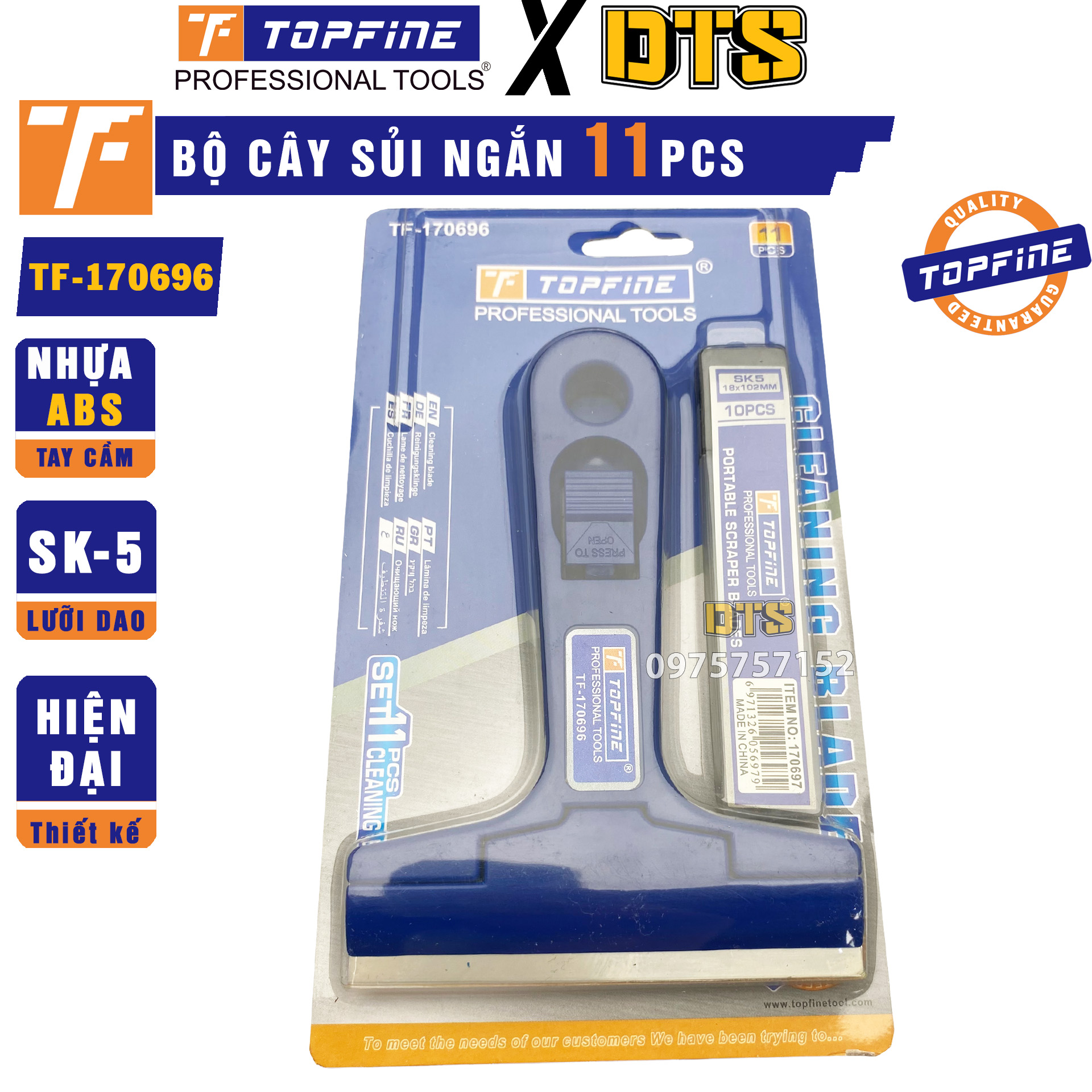 Bộ Dụng cụ cạo sơn đa năng TOP FINE | Cây sủi vệ sinh tường, sủi sơn lưỡi SK-5 siêu sắc (Kèm 10 lưỡi dao) - Dao cạo đa năng vệ sinh vết bẩn tiện lợi, nhỏ gọn
