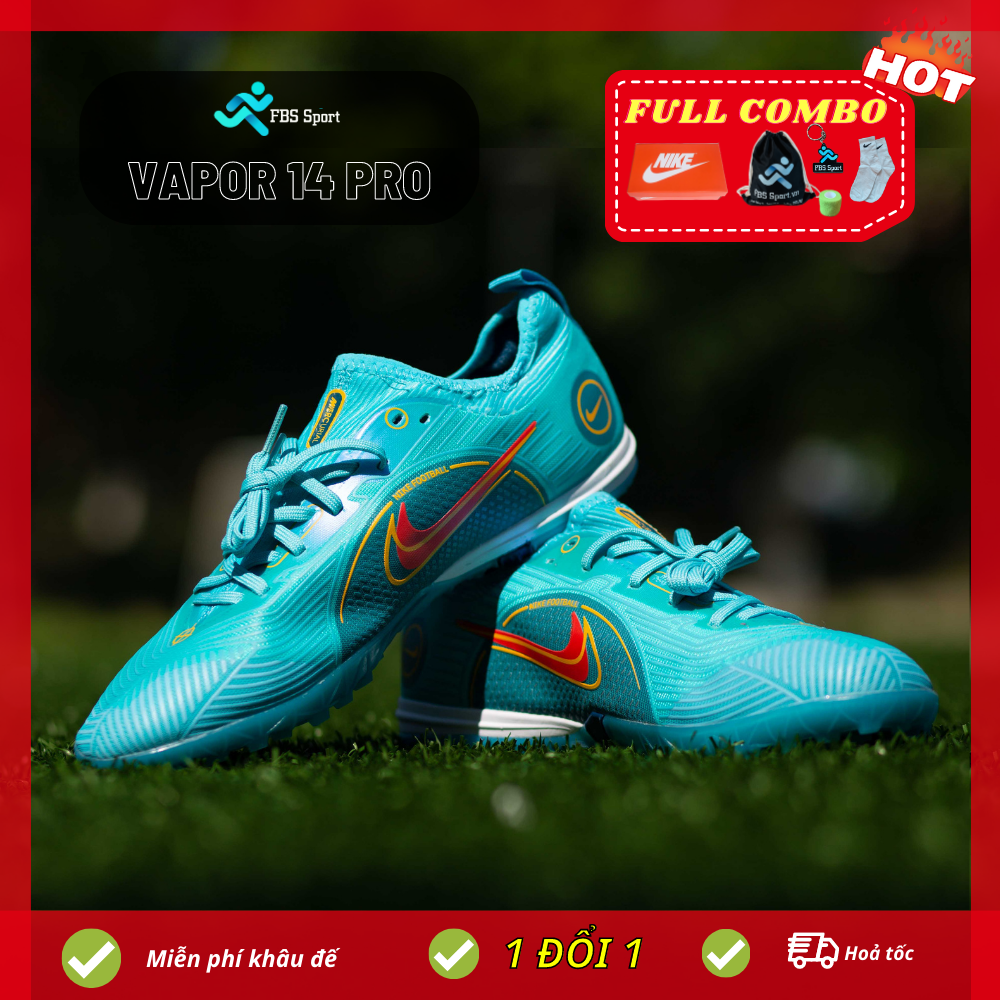COMBO giày bóng đá MERCURIAL VAPOR 14 PRO đế TF dành cho sân cỏ nhân tạo, màu xanh , có bảo hành.