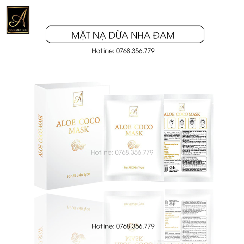 Mặt nạ dừa nha đam lên men tự nhiên 100% - 1 set 6,7 miếng, tặng kèm băng đô