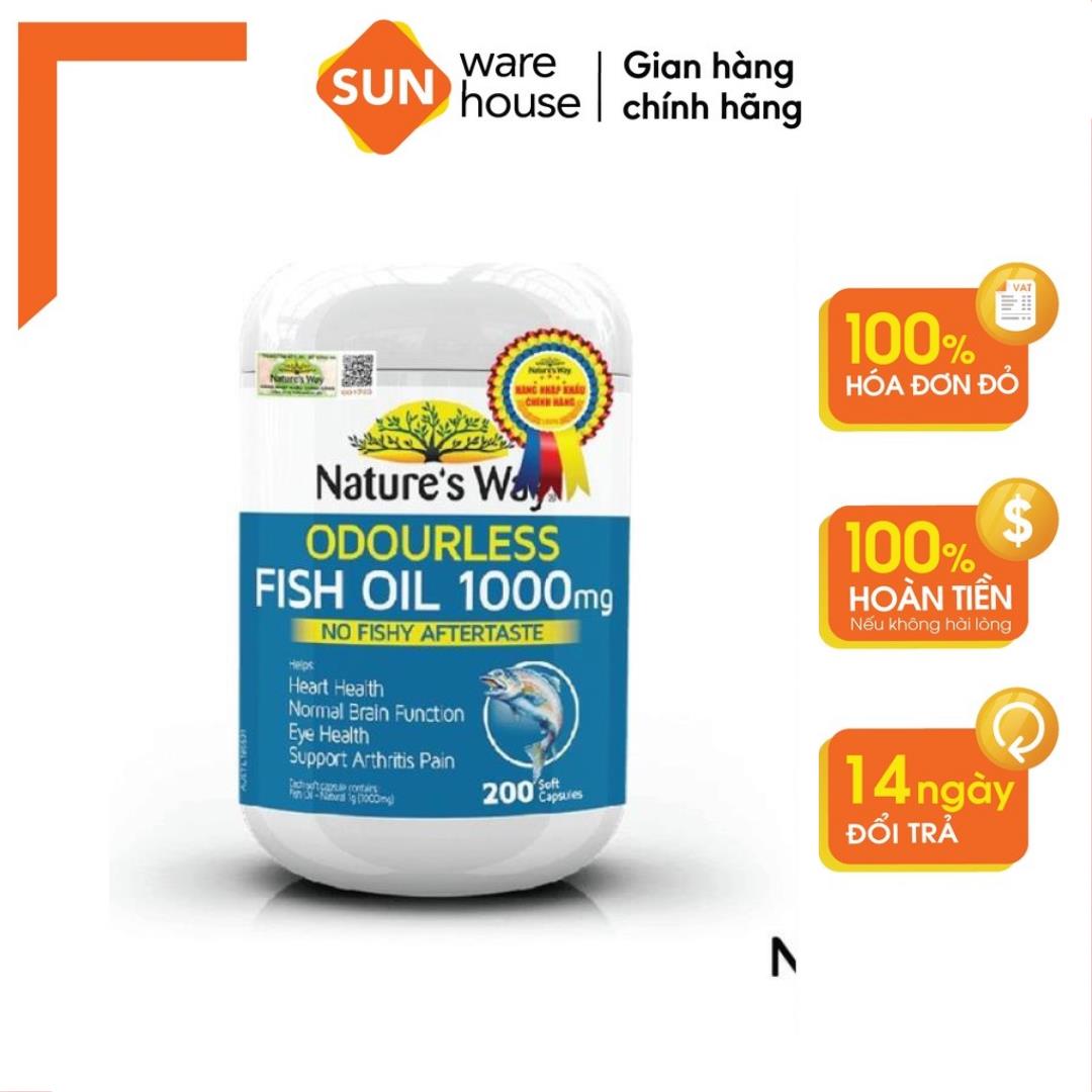Viên Uống Dầu Cá Nature’s Way Odourless Fish Oil Tăng Cường Sức Khoẻ Tự Nhiên Không Mùi 1000mg Sunware House