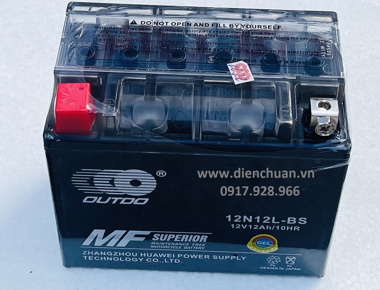 Ắc quy khô outdo 12n12l-bs dùng cho xe vespa, mô tô phân khối lớn, ắc quy phụ xe mercedes