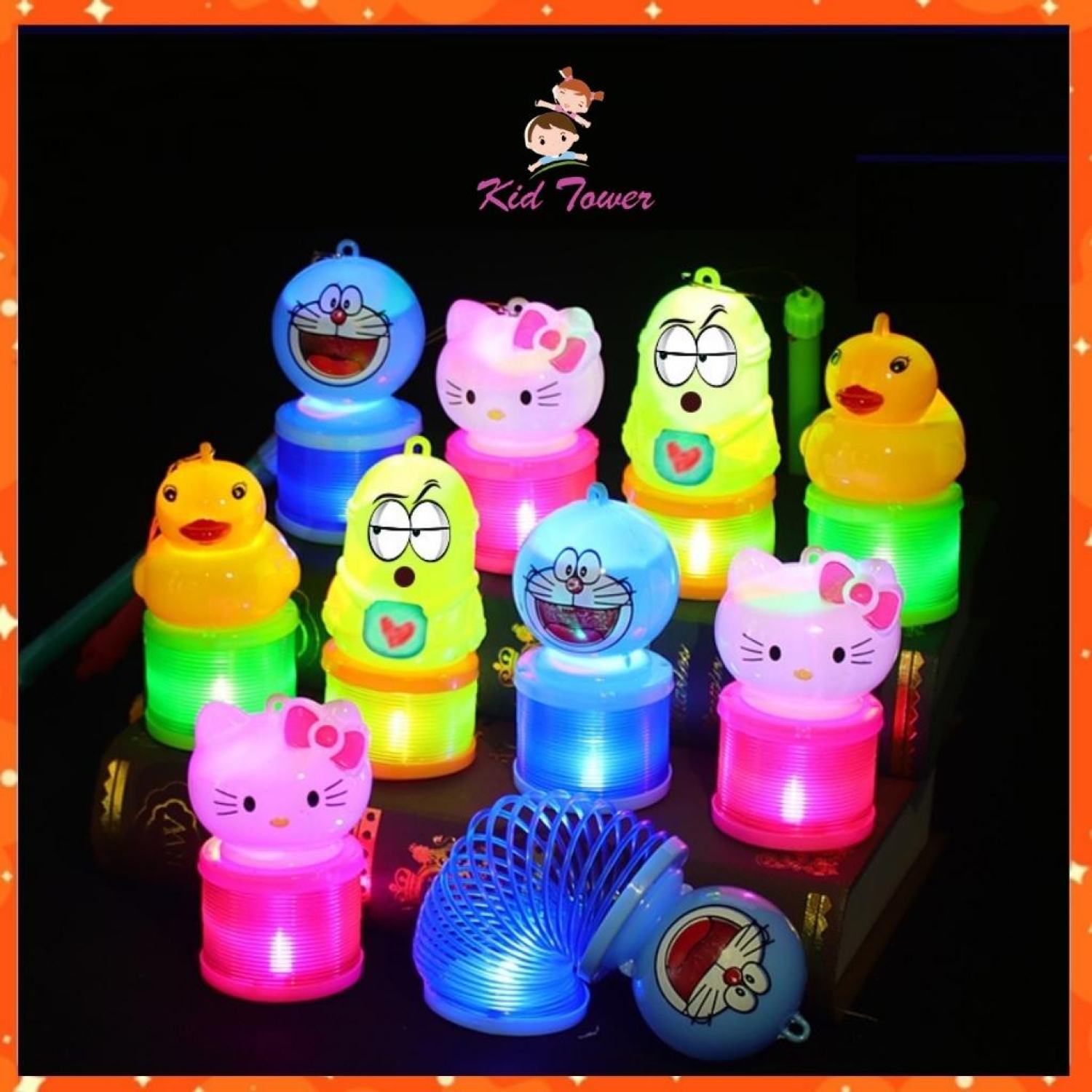 Đèn lồng trυng thu hình thú cho bé phát sáng dạng lò xo