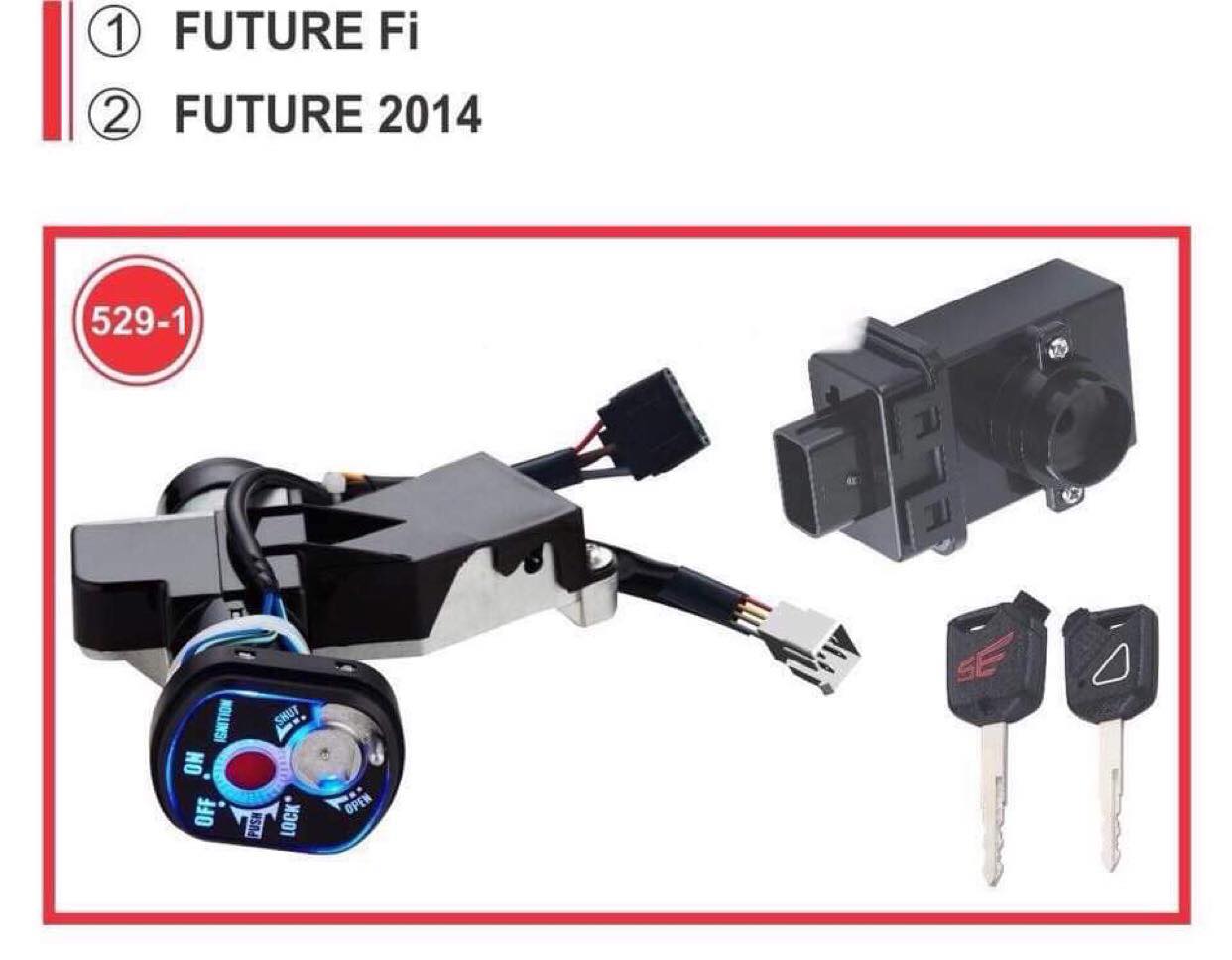 Ổ khóa chống trộm FUTURE NEO, FUTURE Fi, FUTURE 125cc dòng 2 cạnh mặt đèn led, chống trộm siêu cấp, chống dắt xe, tìm xe trong bán kính 50m
