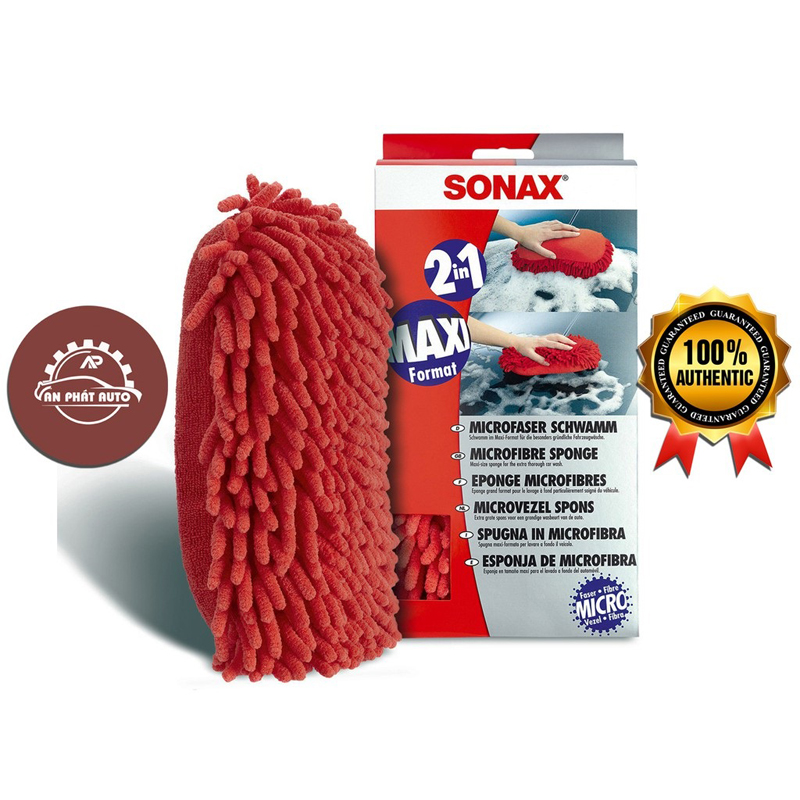 Sonax microfiber sponge - mút rửa xe đỏ