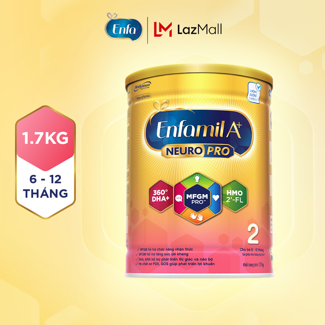 Sữa bột enfamil a+ neuropro 2 vị thanh mát 2'fl hmo với dưỡng chất dha & mfgm cho trẻ từ 6 –12 tháng tuổi– 1.7kg
