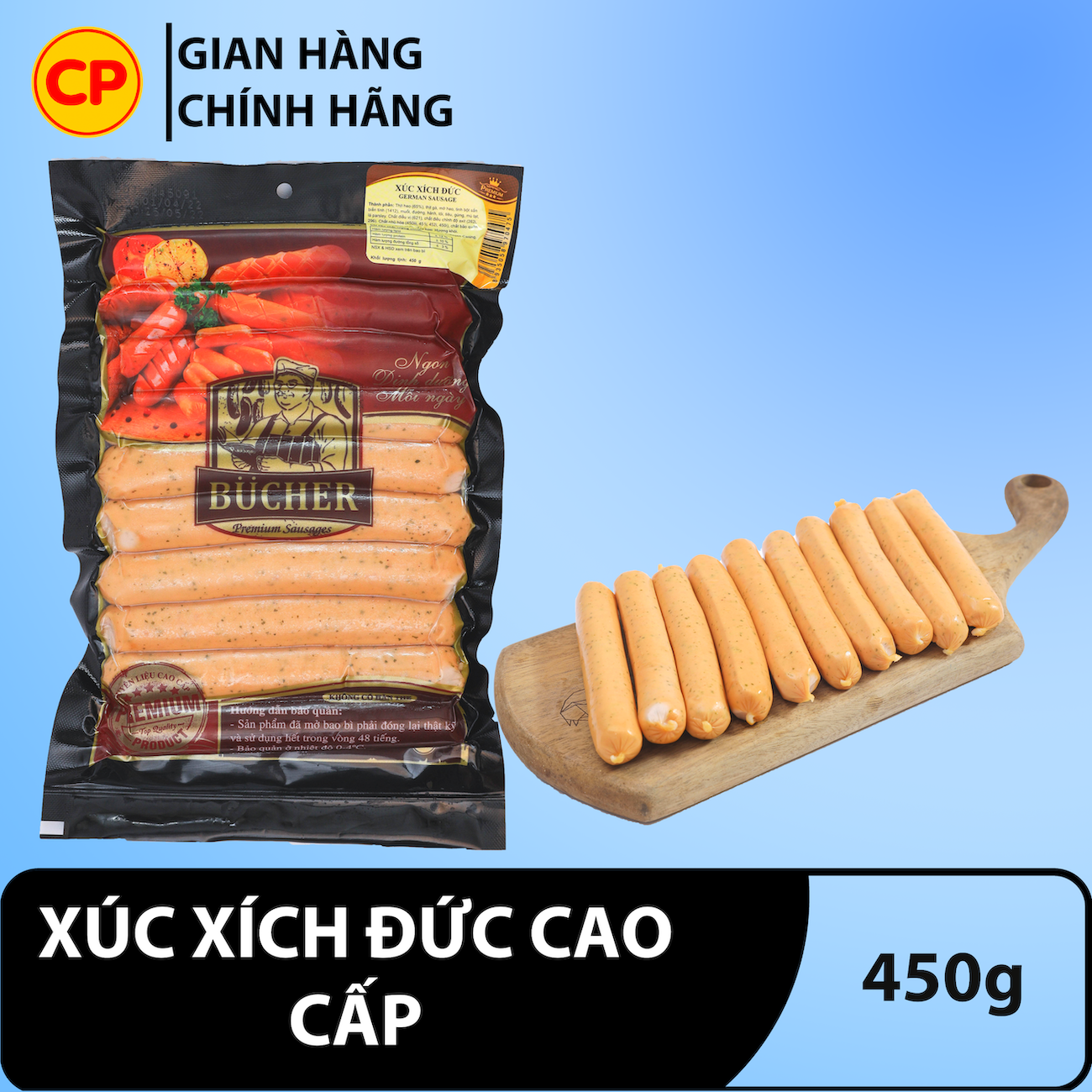 Xúc xích đức 450g - xúc xích tươi cp