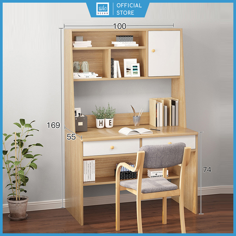 Bàn Học, Làm Việc Với Thiết Kế Đơn Giản Kèm Kệ Sách Nhiều Ngăn SIB Deco(Không Gồm Ghế)