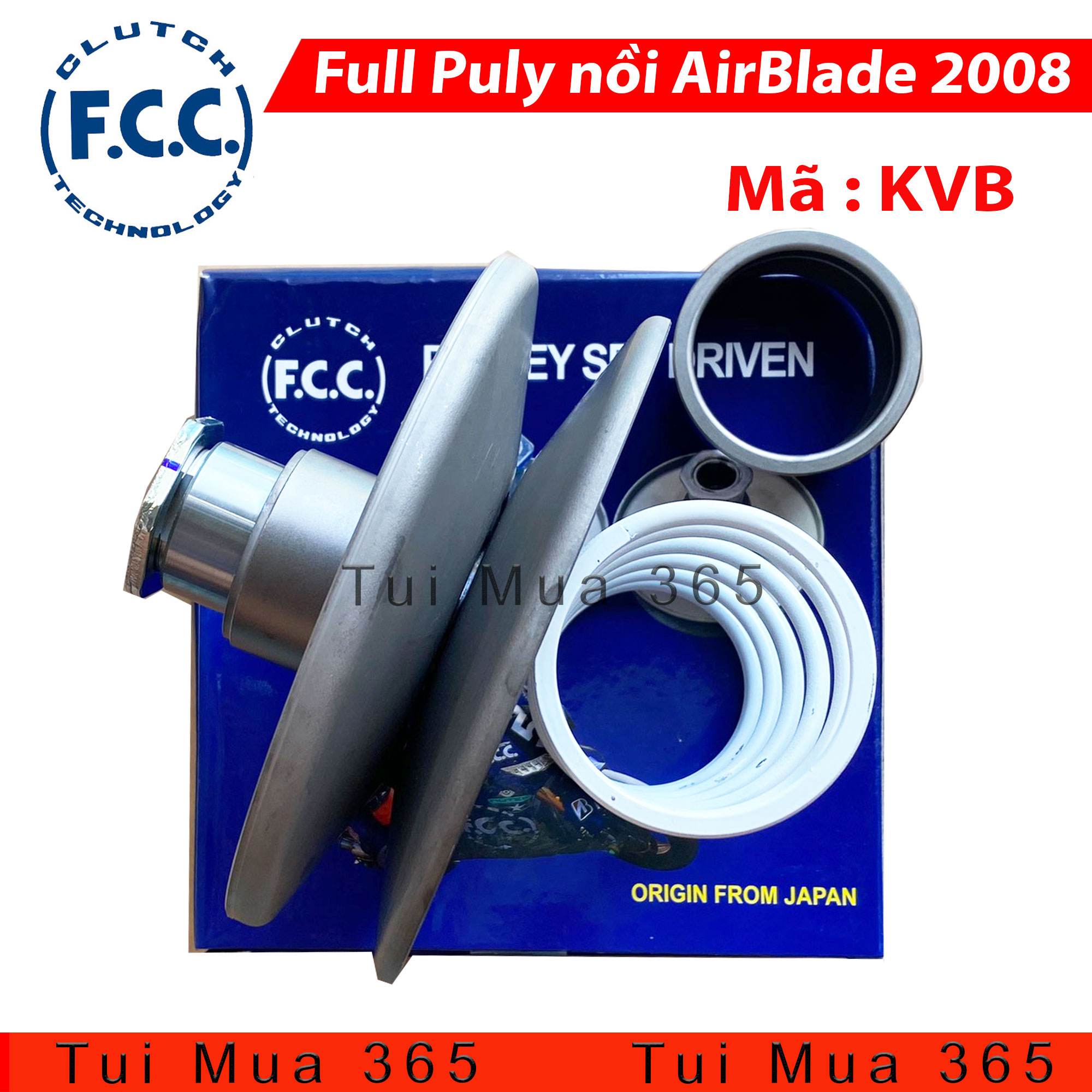 Full bộ puly fcc nồi sau xe airblade 110, scr kvb tặng lò xo và chụp lò xo