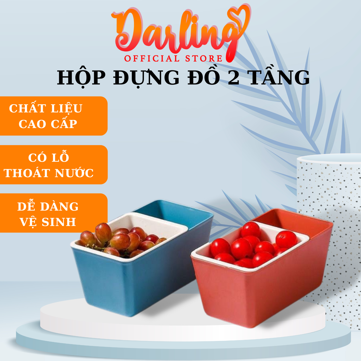 Hộp đựng đồ ăn vặt 2 tầng, khay rổ nhựa đựng hoa quả, bánh kẹo đồ ăn nhẹ 2 tầng sạch sẽ, tiện lợi
