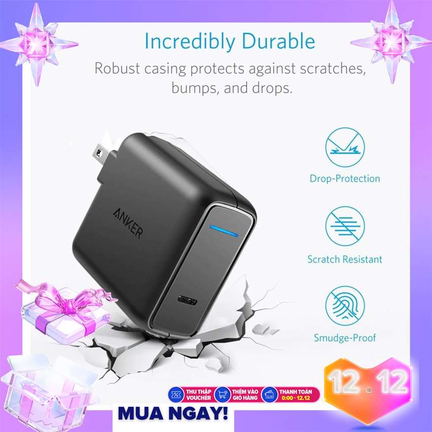 Cốc Sạc Nhanh ANKER PowerPort Speed 1 cổng USB-C 30w Power Delivery - A2014 - Hàng Chính Hãng Cao Cấp Bảo Hành 6 Tháng Bởi Nhà Bán Hàng SHOP CHEERY