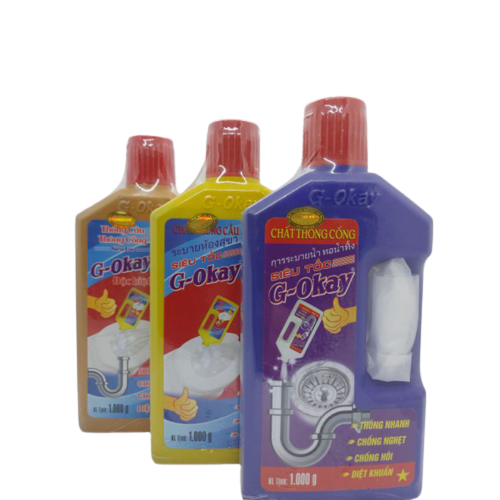 Dung dịch thông cầu thông cống 2 in 1 siêu tốc g-okay chai 1000ml siêu đậm đặc